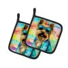 Cairn Terrier Hippie Dawg Pair of Pot Holders Kitchen Heat Resistant Pot Holders Sets Oven Hot Pads for Cooking Baking BBQ, 7 1/2 x 7 1/2