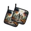 Zombies Spooky Halloween Pair of Pot Holders Kitchen Heat Resistant Pot Holders Sets Oven Hot Pads for Cooking Baking BBQ, 7 1/2 x 7 1/2