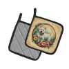 Westie and Flowers Pair of Pot Holders Kitchen Heat Resistant Pot Holders Sets Oven Hot Pads for Cooking Baking BBQ, 7 1/2 x 7 1/2