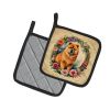 Chow Chow and Flowers Pair of Pot Holders Kitchen Heat Resistant Pot Holders Sets Oven Hot Pads for Cooking Baking BBQ, 7 1/2 x 7 1/2