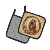 Afghan Hound and Flowers Pair of Pot Holders Kitchen Heat Resistant Pot Holders Sets Oven Hot Pads for Cooking Baking BBQ, 7 1/2 x 7 1/2