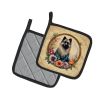 Keeshond and Flowers Pair of Pot Holders Kitchen Heat Resistant Pot Holders Sets Oven Hot Pads for Cooking Baking BBQ, 7 1/2 x 7 1/2