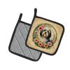 Havanese and Flowers Pair of Pot Holders Kitchen Heat Resistant Pot Holders Sets Oven Hot Pads for Cooking Baking BBQ, 7 1/2 x 7 1/2