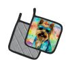 Cairn Terrier Hippie Dawg Pair of Pot Holders Kitchen Heat Resistant Pot Holders Sets Oven Hot Pads for Cooking Baking BBQ, 7 1/2 x 7 1/2
