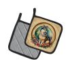 Alaskan Malamute and Flowers Pair of Pot Holders Kitchen Heat Resistant Pot Holders Sets Oven Hot Pads for Cooking Baking BBQ, 7 1/2 x 7 1/2