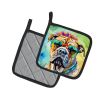 Bullmastiff Hippie Dawg Pair of Pot Holders Kitchen Heat Resistant Pot Holders Sets Oven Hot Pads for Cooking Baking BBQ, 7 1/2 x 7 1/2