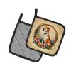 English Foxhound and Flowers Pair of Pot Holders Kitchen Heat Resistant Pot Holders Sets Oven Hot Pads for Cooking Baking BBQ, 7 1/2 x 7 1/2