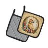 Yellow Labrador Retriever and Flowers Pair of Pot Holders Kitchen Heat Resistant Pot Holders Sets Oven Hot Pads for Cooking Baking BBQ, 7 1/2 x 7 1/2
