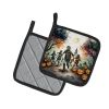 Zombies Spooky Halloween Pair of Pot Holders Kitchen Heat Resistant Pot Holders Sets Oven Hot Pads for Cooking Baking BBQ, 7 1/2 x 7 1/2