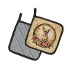 Chihuahua and Flowers Pair of Pot Holders Kitchen Heat Resistant Pot Holders Sets Oven Hot Pads for Cooking Baking BBQ, 7 1/2 x 7 1/2