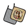 Cavalier Spaniel and Flowers Pair of Pot Holders Kitchen Heat Resistant Pot Holders Sets Oven Hot Pads for Cooking Baking BBQ, 7 1/2 x 7 1/2