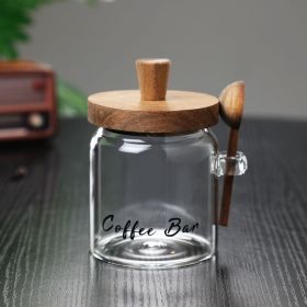 1 Pcs 15 OZ Glass Coffee Jars With Spoons, Candy Jars, Biscuit Jars, Storage Jars, Tea Jars, Snack Jars, Seasoning Jars, Salt Jars, Pepper Jars