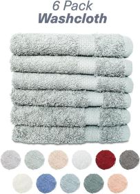 6-Pack Washcloths 12x12 Inches Soft Turkish Cotton High Absorbent and Quick Dry Dishtowel for Kitchen and Bath (Wash Cloth 6 Pack, Light Green)