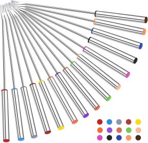 15pcs 9.6 Inch Fondue Sticks Stainless Steel Barbecue Fruit Dessert Forks with Heat Resistant Handle for Roast Meat Chocolate Dessert Cheese Mars