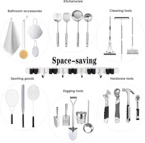 5 Racks and 4 Hooks Mop and Broom Holder Wall Mount