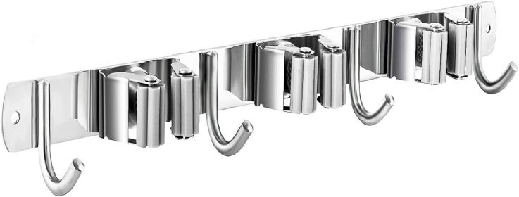 Mop and Broom Hanger Wall Mount, stainless steel Broom Hook Organizer Wall Mounted