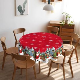 Christmas Round Tablecloth 60 inch Christmas Nativity Table Cloth Xmas Tree Table Cloths Decorations for Home Kitchen Dining Red Buffalo Plaid (Color: Christma Santa Claus)